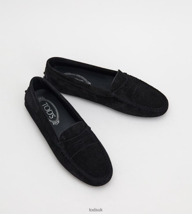 Tod's Women Gommino Driving Shoes in Suede 602L8465 Black