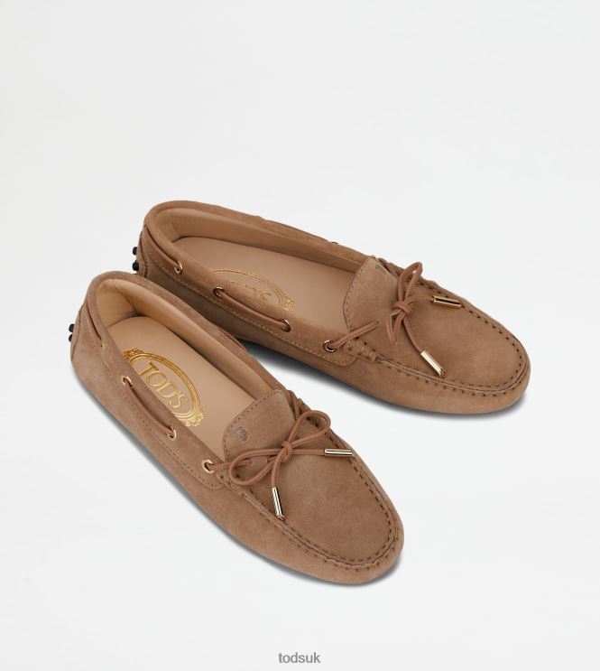 Tod's Women Gommino Driving Shoes in Suede 602L8468 Beige