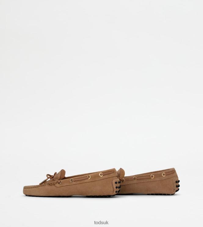 Tod's Women Gommino Driving Shoes in Suede 602L8468 Beige