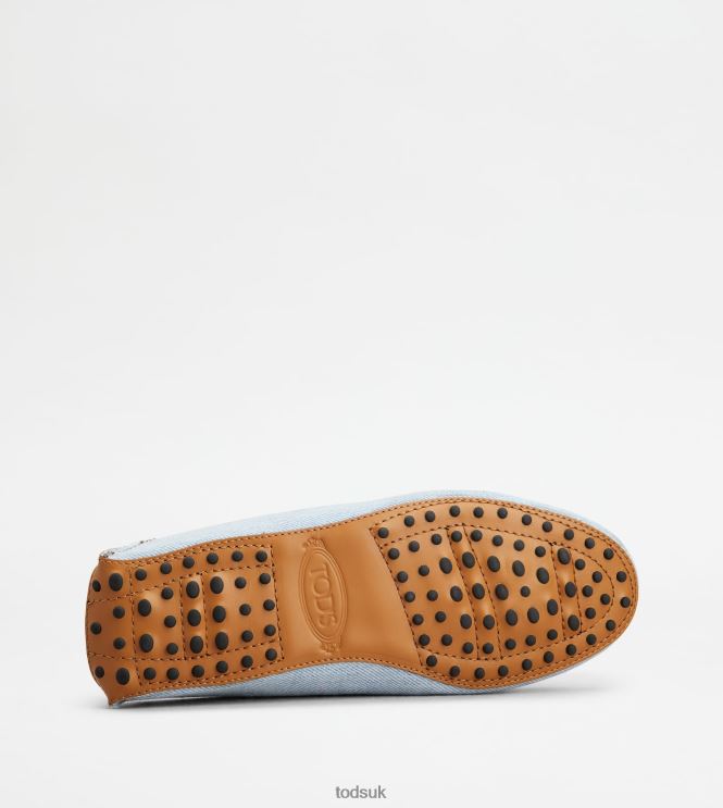 Tod's Women Gommino Mules in Denim and Leather 602L8475 Light Blue/Brown