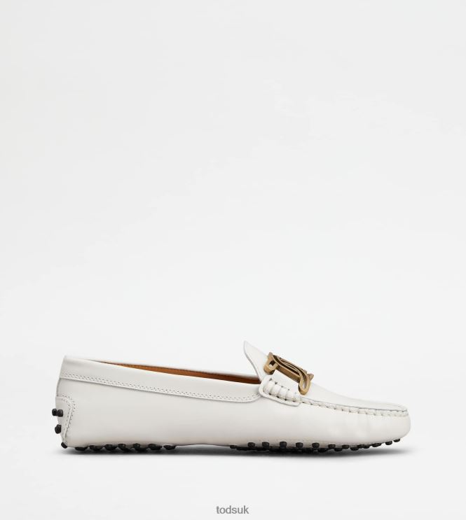Tod's Women Kate Gommino Driving Shoes in Leather 602L8493 White
