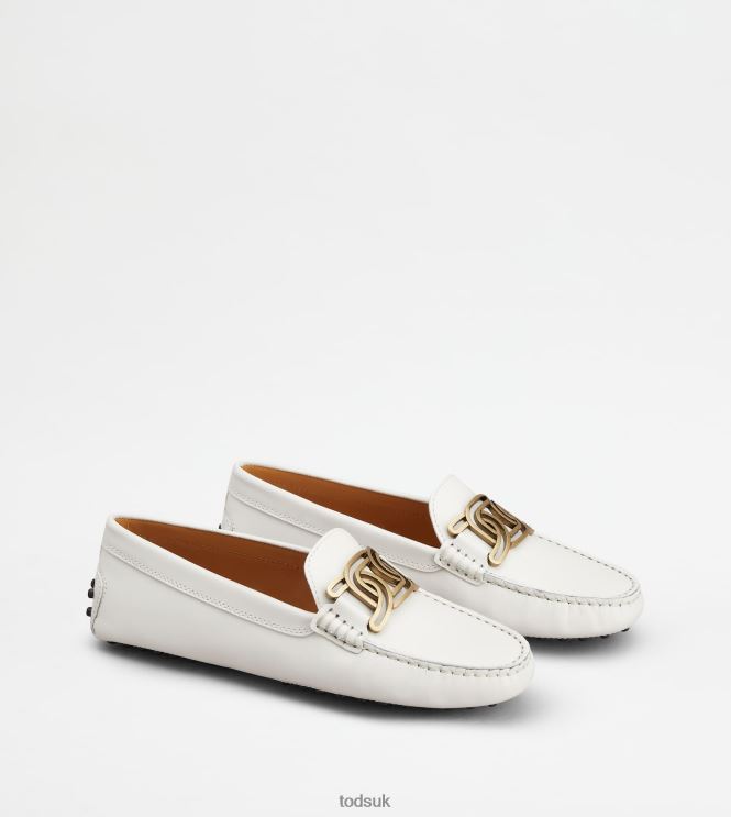 Tod's Women Kate Gommino Driving Shoes in Leather 602L8493 White