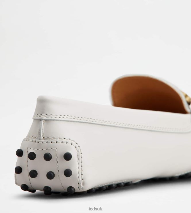 Tod's Women Kate Gommino Driving Shoes in Leather 602L8493 White