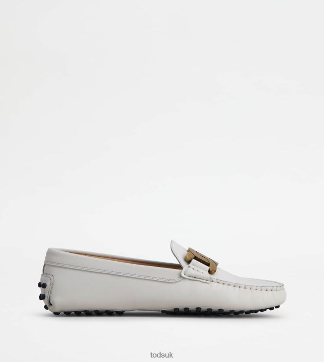 Tod's Women Kate Gommino Driving Shoes in Leather 602L8494 White