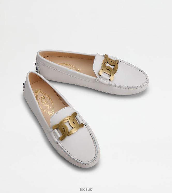 Tod's Women Kate Gommino Driving Shoes in Leather 602L8494 White