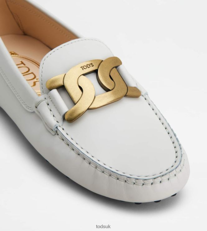 Tod's Women Kate Gommino Driving Shoes in Leather 602L8494 White