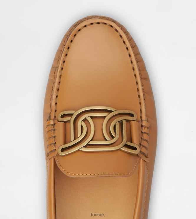 Tod's Women Kate Gommino Driving Shoes in Leather 602L8495 Brown