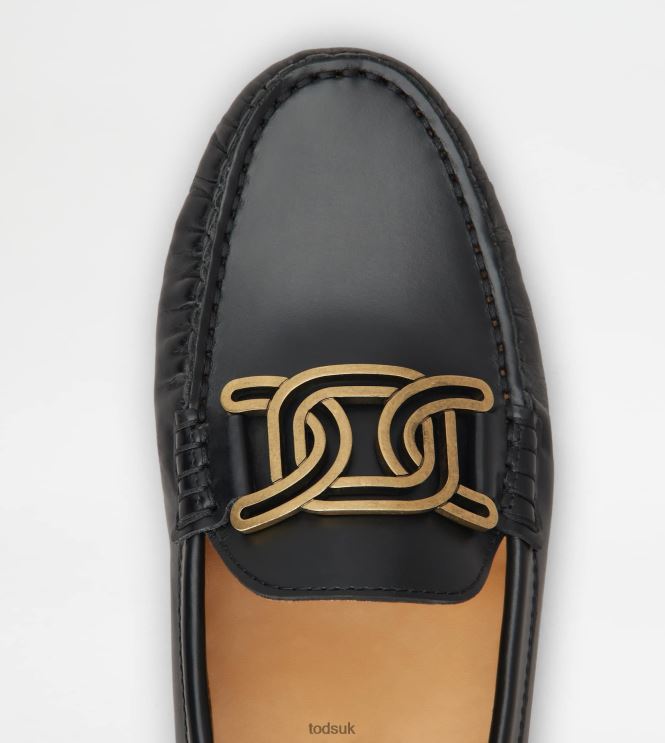 Tod's Women Kate Gommino Driving Shoes in Leather 602L8498 Black