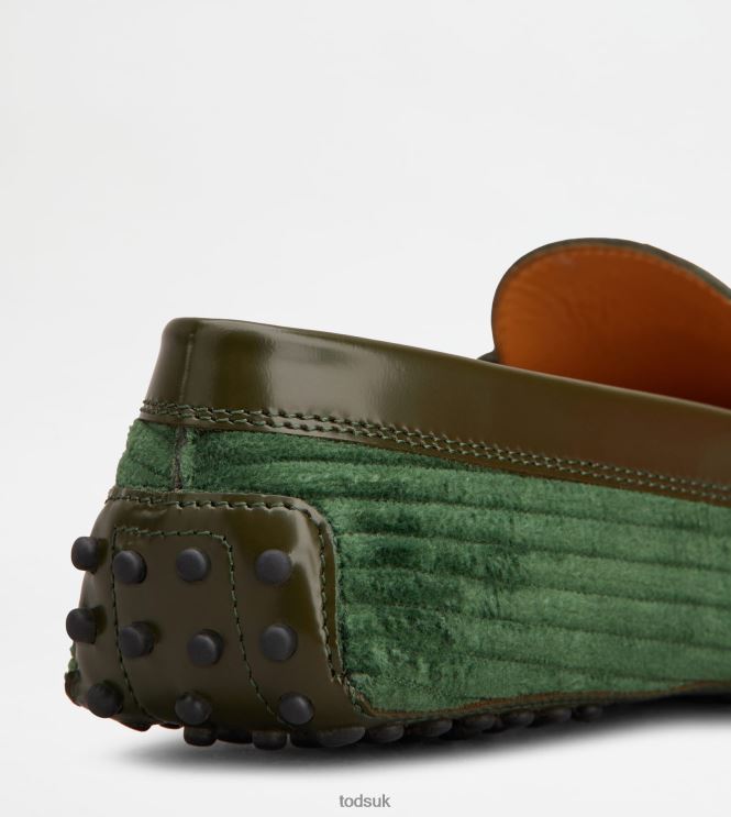 Tod's Women T Timeless Gommino Driving Shoes in Leather and Velvet 602L8479 Green