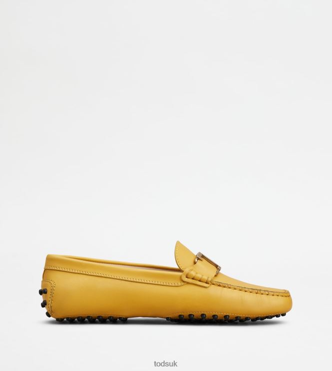 Tod's Women T Timeless Gommino Driving Shoes in leather 602L84100 Yellow