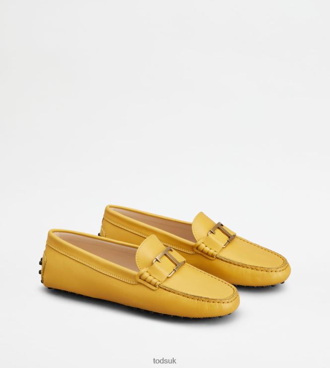 Tod's Women T Timeless Gommino Driving Shoes in leather 602L84100 Yellow