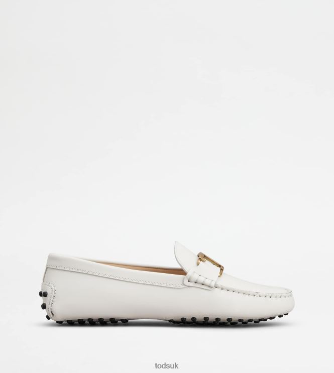 Tod's Women T Timeless Gommino Driving Shoes in leather 602L8499 White