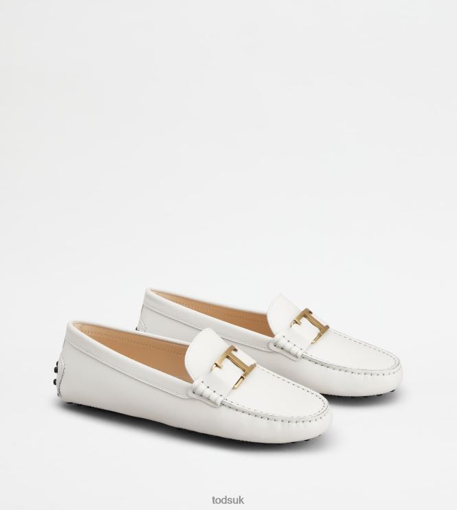 Tod's Women T Timeless Gommino Driving Shoes in leather 602L8499 White