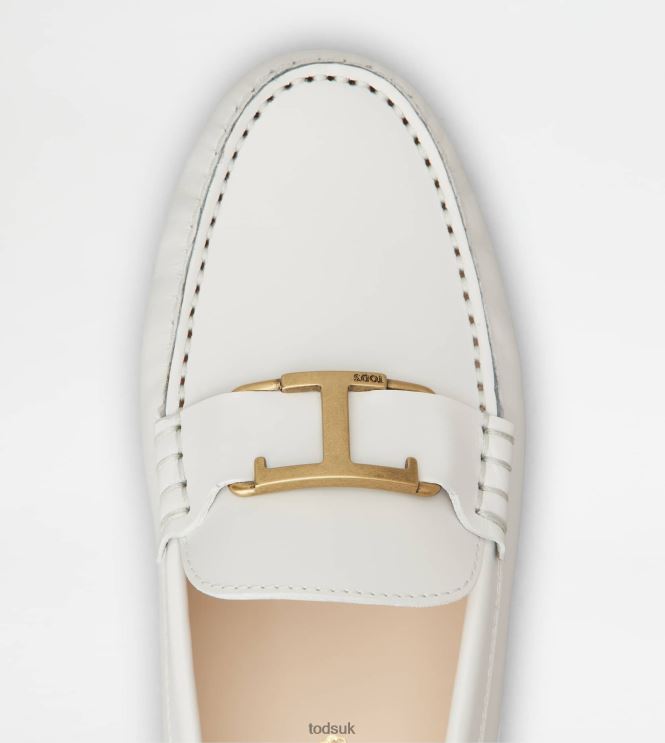Tod's Women T Timeless Gommino Driving Shoes in leather 602L8499 White
