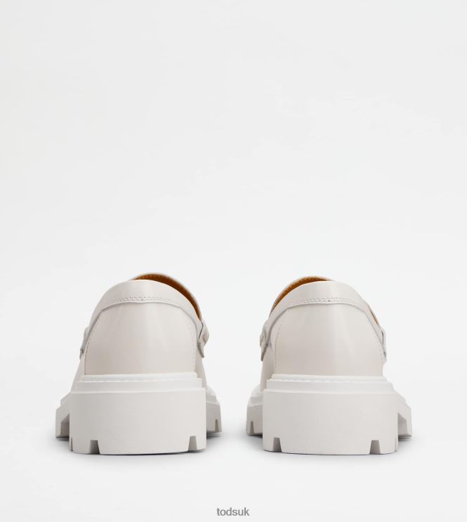 Tod's Women Fringed Loafers in Leather 602L846 White