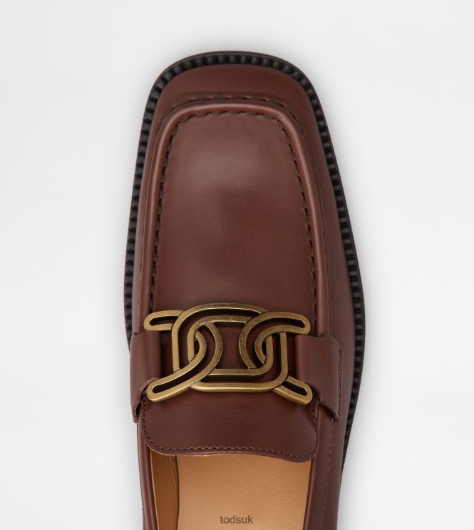 Tod's Women Kate Loafers in Leather 602L8443 Brown