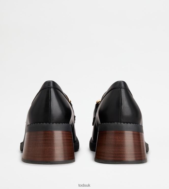 Tod's Women Kate Loafers in Leather With Heel 602L841 Black