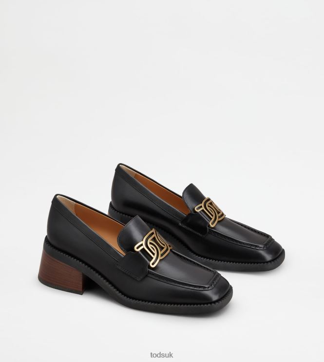 Tod's Women Kate Loafers in Leather With Heel 602L841 Black
