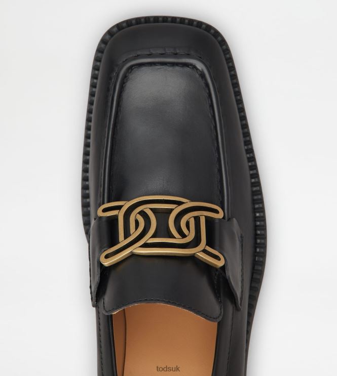 Tod's Women Kate Loafers in Leather With Heel 602L841 Black