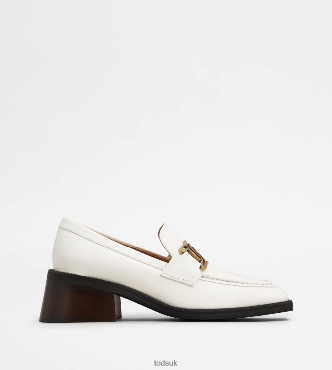 Tod's Women Kate Loafers in Leather With Heel 602L842 White