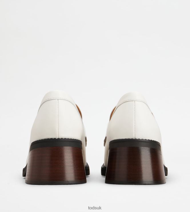 Tod's Women Kate Loafers in Leather With Heel 602L842 White