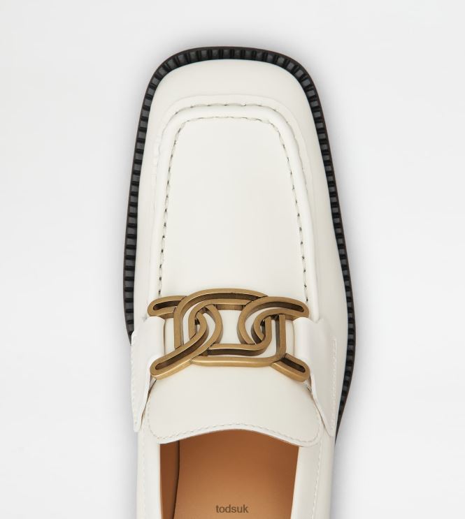Tod's Women Kate Loafers in Leather With Heel 602L842 White