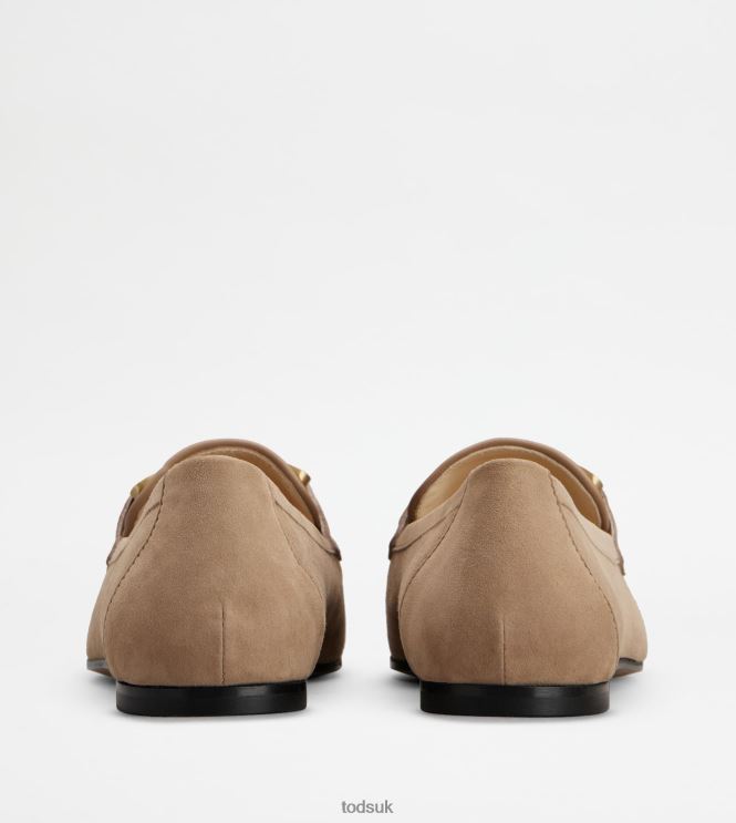 Tod's Women Kate Loafers in Suede 602L8453 Beige
