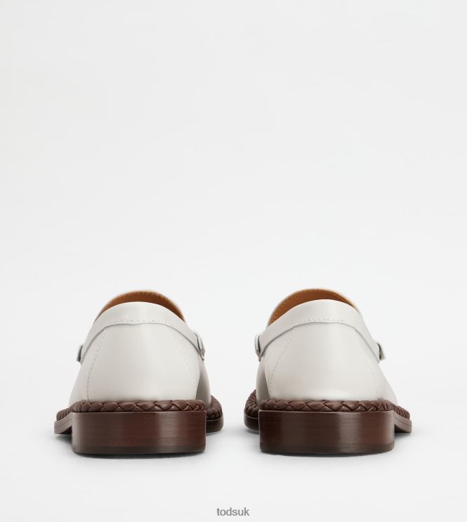 Tod's Women Loafers in Leather With Woven Welt 602L8433 White