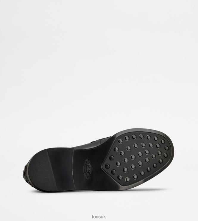Tod's Women Loafers in Leather with Fringes 602L8442 Black