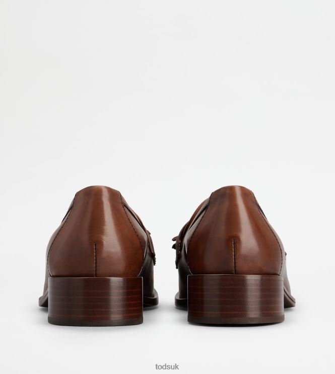Tod's Women Loafers in Leather with Tassels 602L8413 Brown
