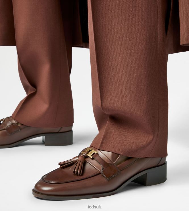 Tod's Women Loafers in Leather with Tassels 602L8413 Brown