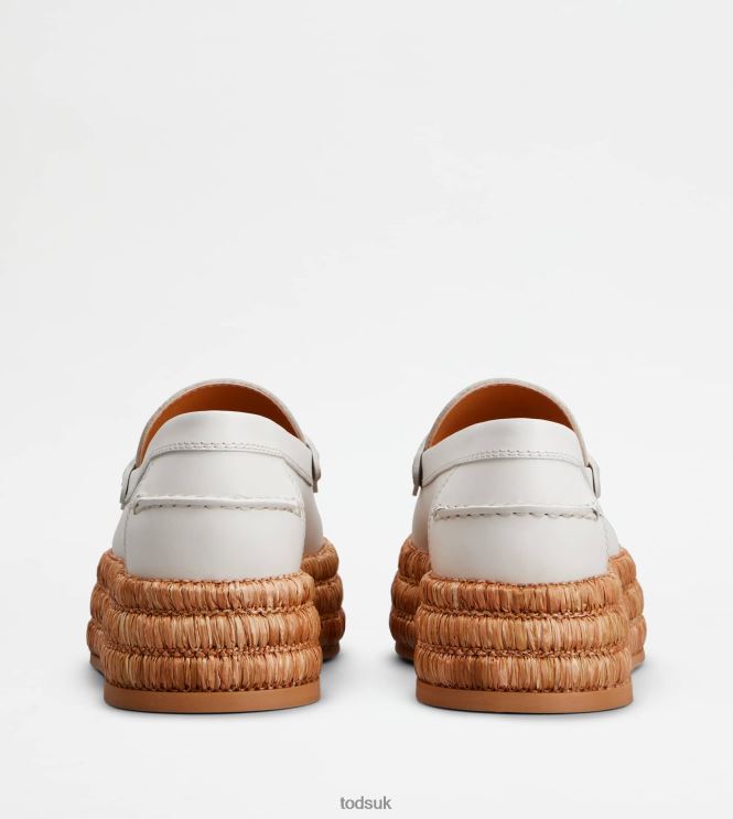 Tod's Women Platform Loafers in Leather 602L8462 White