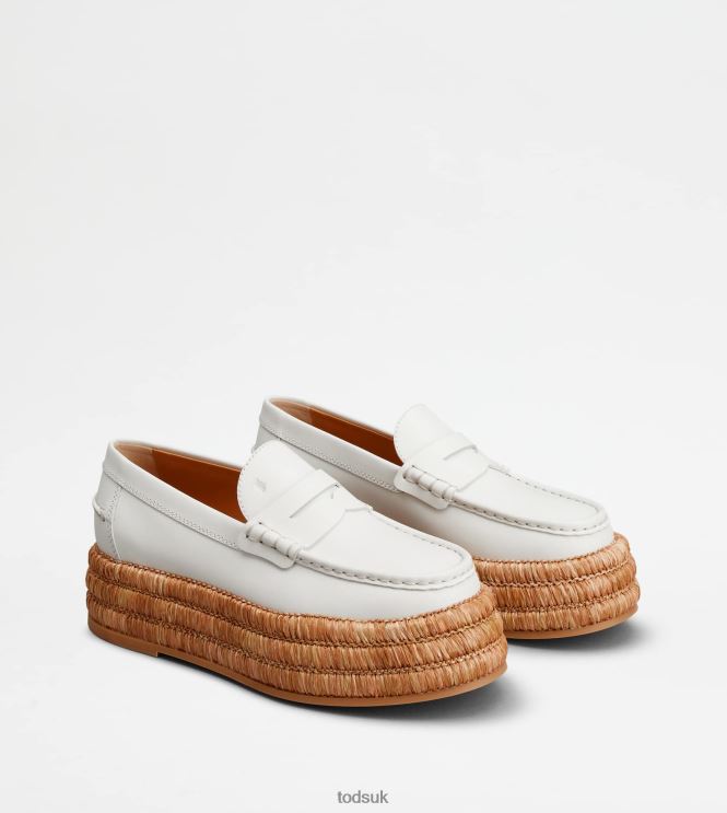 Tod's Women Platform Loafers in Leather 602L8462 White