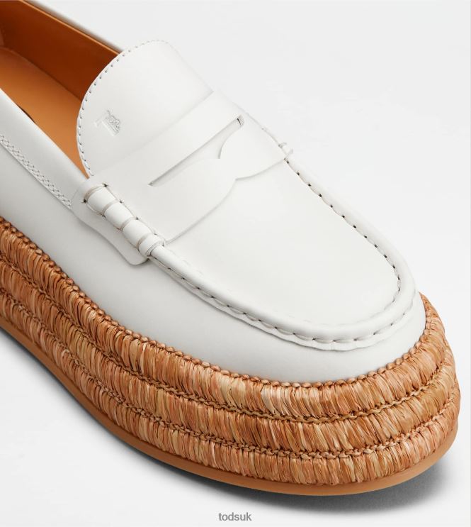 Tod's Women Platform Loafers in Leather 602L8462 White