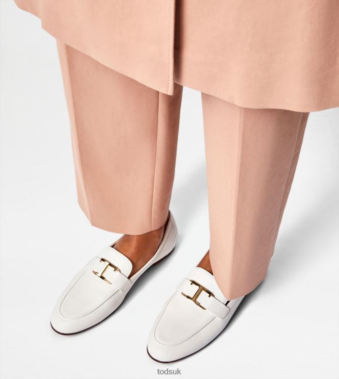 Tod's Women T Timeless Loafers in Leather 602L8459 White