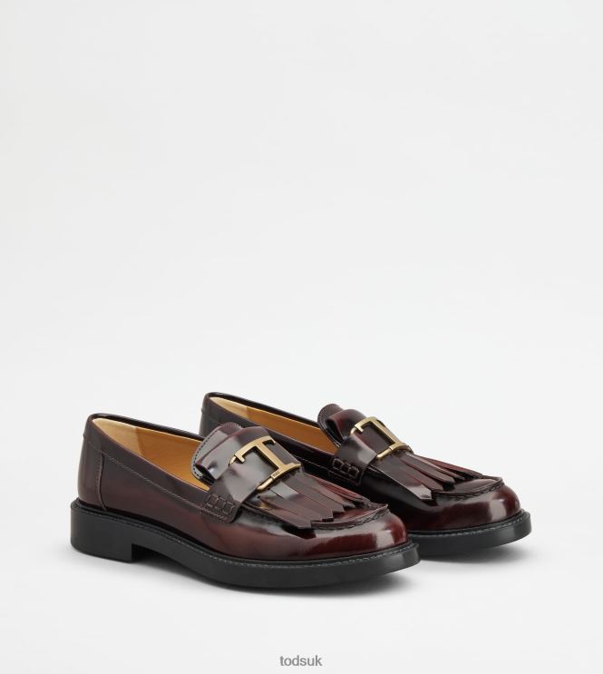 Tod's Women T Timeless Loafers in Leather 602L849 Burgundy