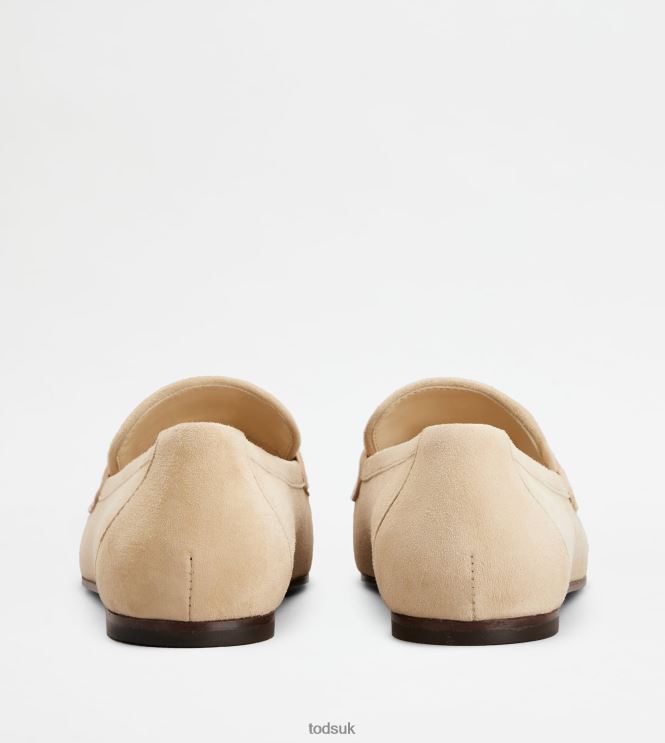 Tod's Women T Timeless Loafers in Suede 602L8460 Beige