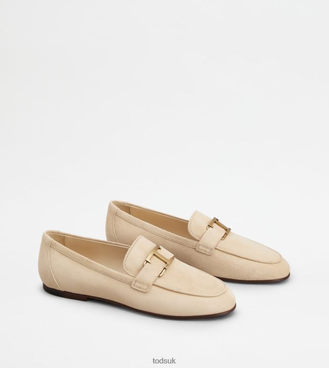 Tod's Women T Timeless Loafers in Suede 602L8460 Beige