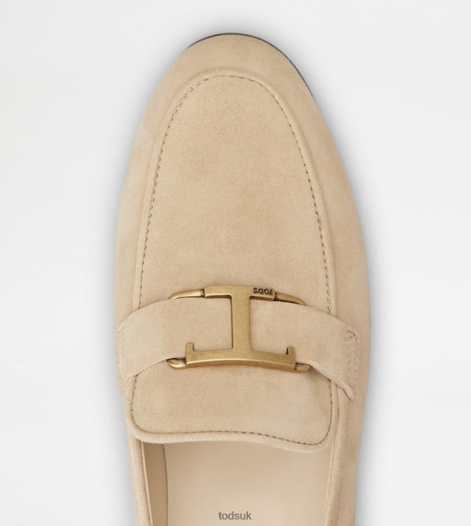 Tod's Women T Timeless Loafers in Suede 602L8460 Beige