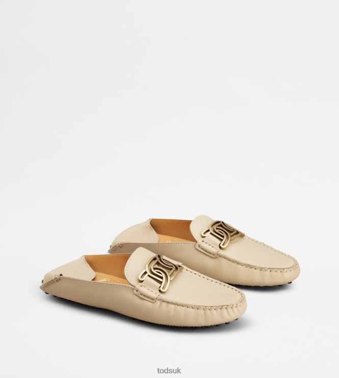 Tod's Women Gommino Mule Shoes in Leather 602L84228 Beige