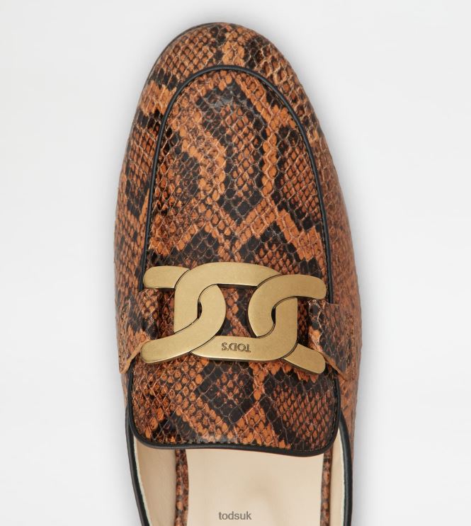 Tod's Women Kate Mules in Reptile Print Leather 602L84233 Black/Brown