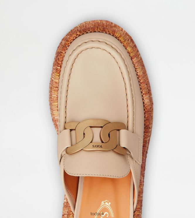 Tod's Women Kate Platform Mules in Leather 602L84226 Beige