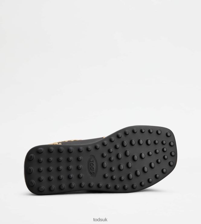 Tod's Women Double Strap Sandals in Leather 602L84203 Black