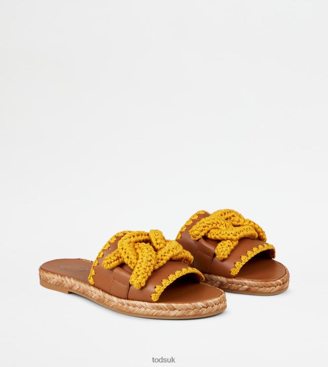 Tod's Women Kate Sandals in Leather 602L84195 Brown