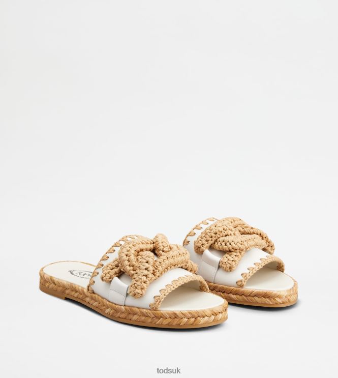 Tod's Women Kate Sandals in Leather 602L84196 White