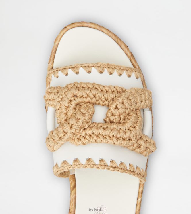 Tod's Women Kate Sandals in Leather 602L84196 White