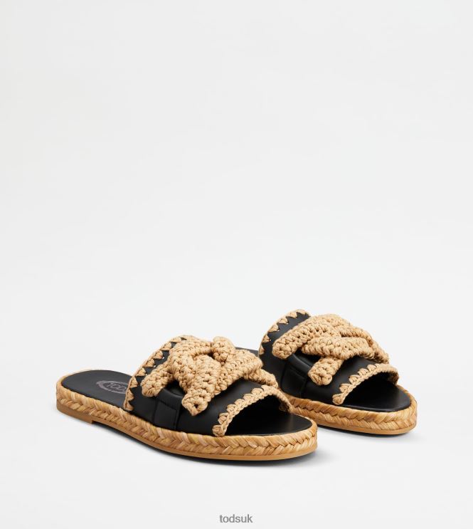 Tod's Women Kate Sandals in Leather 602L84197 Black