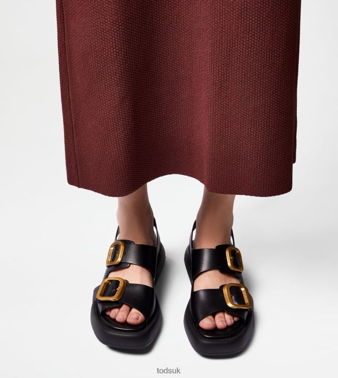 Tod's Women Sandals in Leather 602L84207 Black