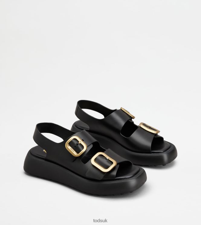 Tod's Women Sandals in Leather 602L84207 Black