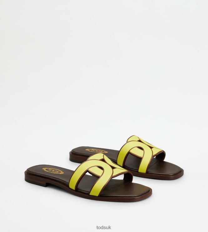 Tod's Women Sandals in Leather 602L84213 Yellow